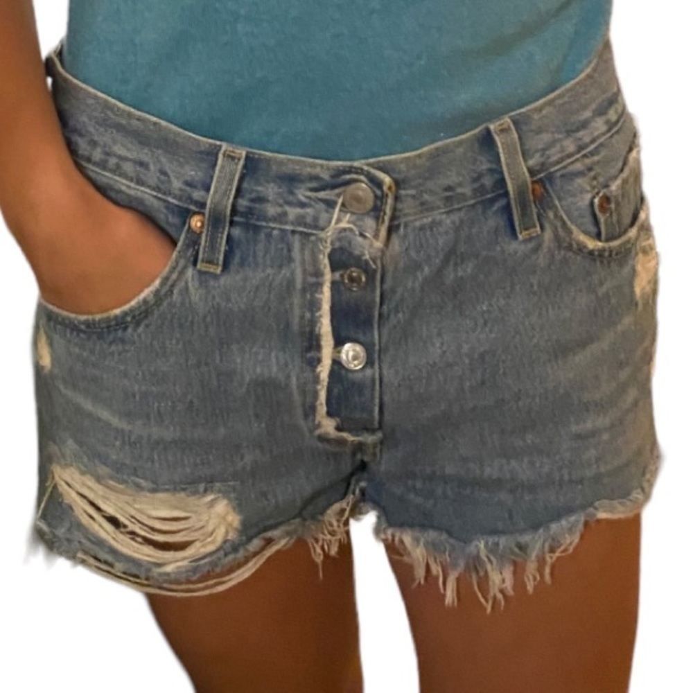 Levi’s premium collection denim distressed shorts . Size 28 100% cotton